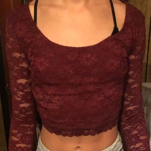 hollister long sleeve lace crop top